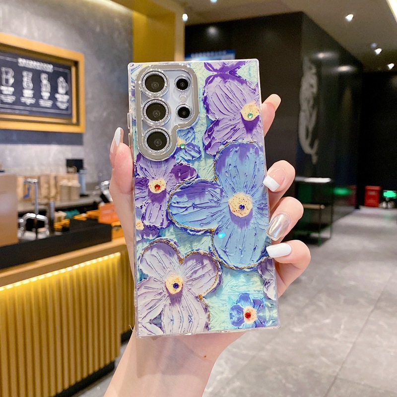 【特典あり！1つ買うともう1つ無料】2025年新作 Samsung ダイヤモンドフラワー スマホケース Samsung 用 光沢レンズ保護付き