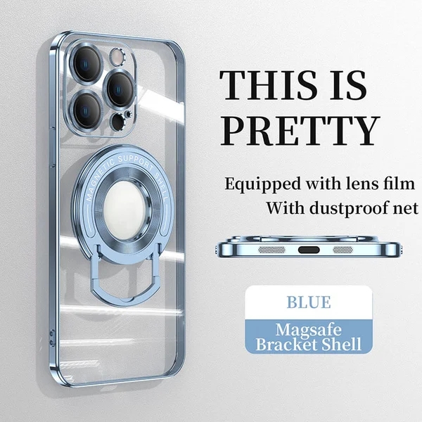 【ซื้อ 1 แถม 1 ฟรี】iPhone เคสโทรศัพท์มือถือแบบใสเคลือบไฟฟ้าพร้อมตัวยึดแม่เหล็กแบบใหม่