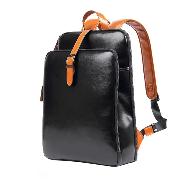 【真皮！老闆們都在用！】經典簡約真皮大容量商務雙肩背包