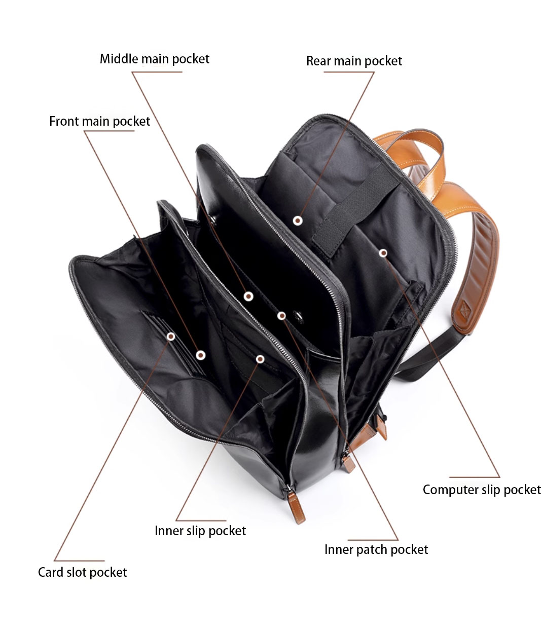 【真皮！老闆們都在用！】經典簡約真皮大容量商務雙肩背包