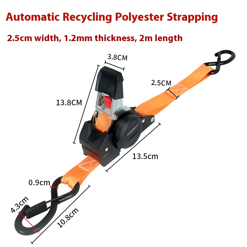 สายรัดแบบดึงกลับได้ (แรงดึง 1,209 ปอนด์) - สายรัดแบบดึงกลับได้อัตโนมัติสำหรับงานหนักสำหรับรถบรรทุก รถพ่วงบรรทุกสินค้า และรถจักรยานยนต์